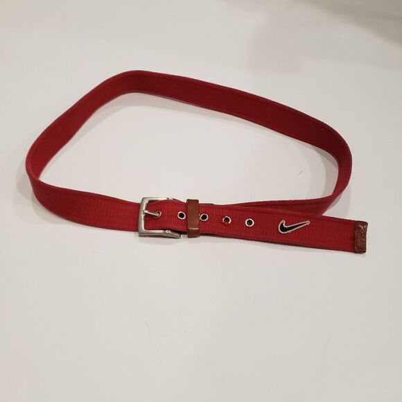 Nike Golf Red Cotton Belt With Leather - Picture 1 of 11
